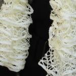 Cream Ruffle Scarf, Hand K..