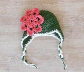 Crochet baby hat with flower