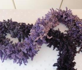 Ruffle Scarf, Hand Knitted. Fuzzy scarf