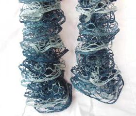 Sparkling Frilly Ruffle Scarf. Knit trendy fashion scarf